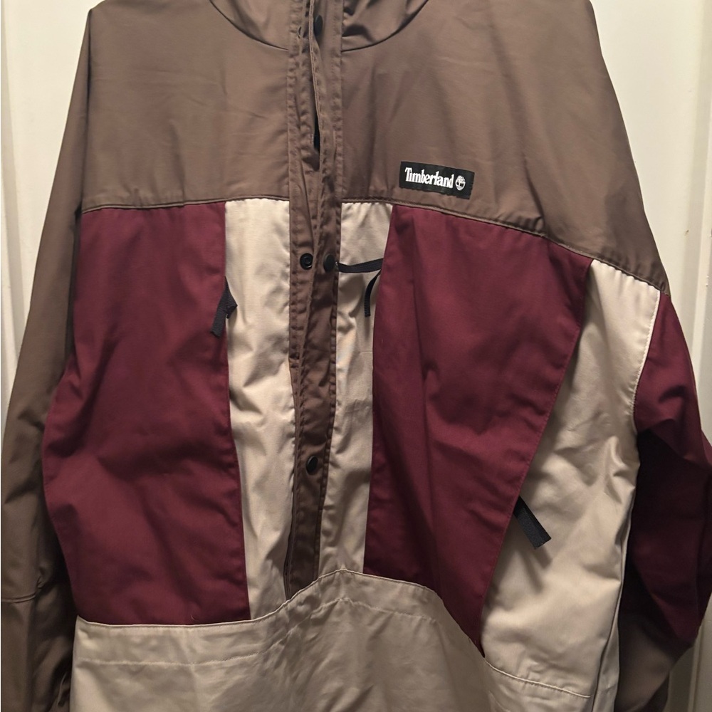 Timberland Tan and Burgundy Color Block Jacket